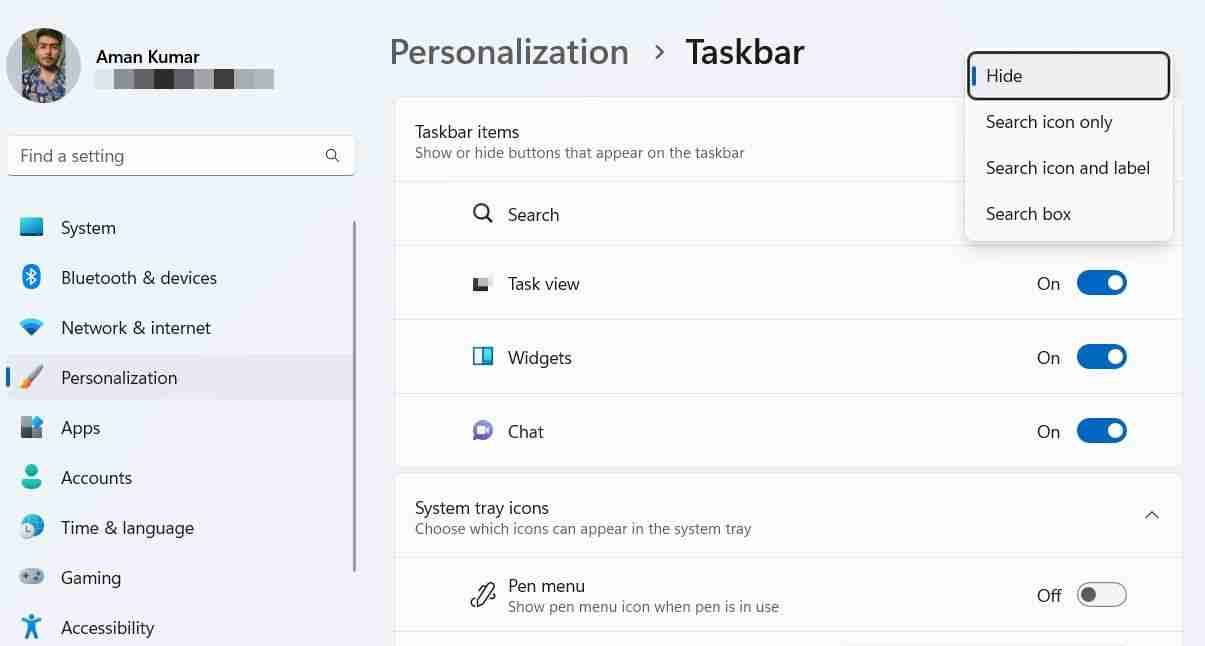 2024年如何在Windows 11任务栏隐藏搜索栏
