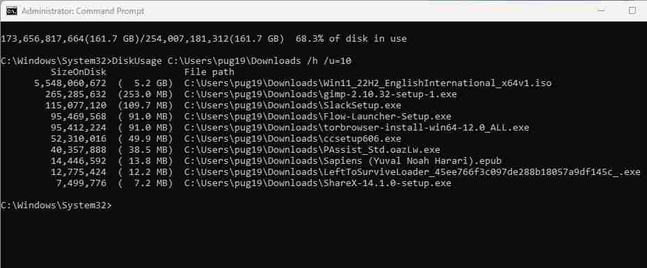 2024年如何使用DiskUsage命令分析Windows驱动器空间