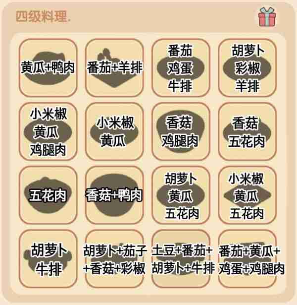 2024年我的休闲时光菜谱攻略四级 我的休闲时光四级菜谱配方攻略